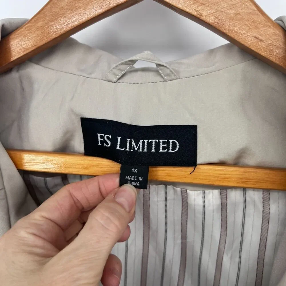FS Limited Khaki Utility Jacket Zip Drawstring Waist Wind Rain Jacket Sz 1X‎